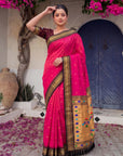 Rani Pink Premium Traditional Maharani Paithani Silk Saree