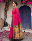 Rani Pink Premium Traditional Maharani Paithani Silk Saree