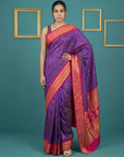 Purple (Red Tone) Premium Soft Gadwal Silk Zari Woven Saree