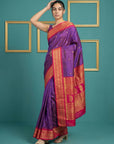 Purple (Red Tone) Premium Soft Gadwal Silk Zari Woven Saree