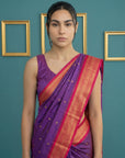 Purple (Red Tone) Premium Soft Gadwal Silk Zari Woven Saree