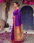 Purple (Red Tone) Premium Traditional Maharani Paithani Silk Saree
