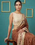 Rust Tussar Silk Saree with Bandhani Pattern Saree