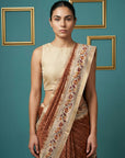 Rust Tussar Silk Saree with Bandhani Pattern Saree