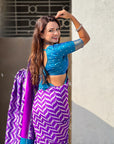 Purple Soft Ikkat Leheriya Patola Silk Zari Woven Saree