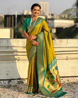 Mehendi Green Paithani Silk with Kadiyal Border Saree