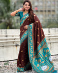 Coffee Soft Traditional Silk Saree with Zari Woven Cow Motifs and Pichwai Pallu