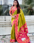 Mehendi Green Soft Traditional Silk Saree with Zari Woven Cow Motifs and Pichwai Pallu