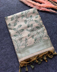 Green Premium Soft Matka Cotton with Jamdani Concept Saree