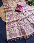 Magenta Premium Soft Matka Cotton with Jamdani Concept Saree