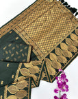 Bottle Green Soft Unique Leaf Concept Silk Saree