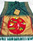 Peacock Blue Traditional Gadwal Inspired Paithani Silk Saree