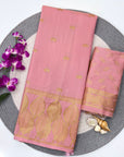 Light Pink Soft Unique Leaf Concept Silk Saree