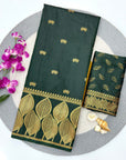 Bottle Green Soft Unique Leaf Concept Silk Saree