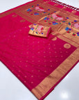 Rani Pink Soft Paithani Silk Saree with Rajhans Pallu
