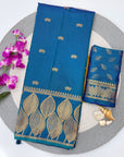 Rama Blue Soft Unique Leaf Concept Silk Saree