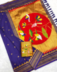 Violet Traditional Gadwal Inspired Paithani Silk Saree
