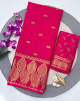 Rani Pink Soft Unique Leaf Concept Silk Saree