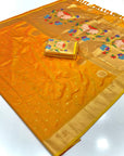 Gold Soft Paithani Silk Saree with Rajhans Pallu