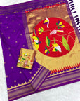 Purple Traditional Gadwal Inspired Paithani Silk Saree