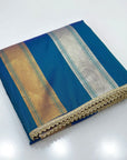 Rama Blue Pink Soft Patta Concept Silk Saree with Fancy Lace work