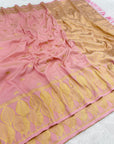 Light Pink Soft Unique Leaf Concept Silk Saree