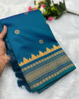 Rama Blue Traditional Gadwal Inspired Paithani Silk Saree