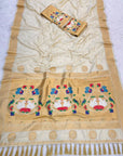 Cream Soft Paithani Silk Saree with Rajhans Pallu