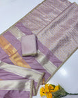 Lavender Soft Patta Concept Silk Saree with Fancy Lace work