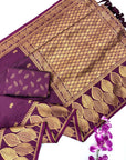 Wine Soft Unique Leaf Concept Silk Saree