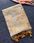 Yelllow Premium Soft Matka Cotton with Jamdani Concept Saree