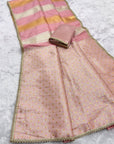 Light Pink Soft Patta Concept Silk Saree with Fancy Lace work