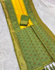 Yellow Soft Ikkat Pochampally Patola Silk Zari Woven Saree