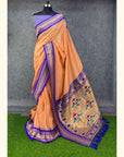 Peach Premium Traditional Maharani Paithani Silk Saree