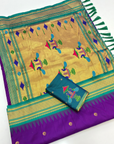 Purple Premium Traditional Maharani Paithani Silk Saree