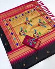 Black Premium Traditional Maharani Paithani Silk Saree