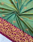 Green Soft Silk Zari Woven Saree with Butterfly Concept Saree