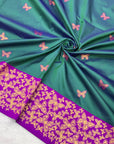 Peacock Blue Soft Silk Zari Woven Saree with Butterfly Concept Saree