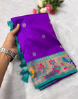 Purple Traditional Yeola Paithani Silk Zari Woven Saree
