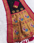Black kalanjali Paithani Silk Zari Woven Saree