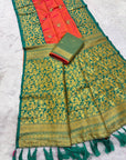 Peach Soft Silk Zari Woven Saree with Butterfly Concept Saree