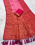 Pink Soft Silk Zari Woven Saree with Butterfly Concept Saree