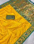 Yellow Traditional Yeola Paithani Silk Zari Woven Saree
