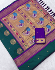 Peacock Blue kalanjali Paithani Silk Zari Woven Saree