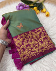 Green Soft Silk Zari Woven Saree with Butterfly Concept Saree