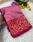 Pink Soft Silk Zari Woven Saree with Butterfly Concept Saree