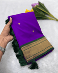 Purple kalanjali Paithani Silk Zari Woven Saree