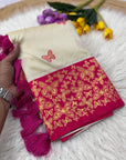 Cream Soft Silk Zari Woven Saree with Butterfly Concept Saree