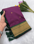 Wine kalanjali Paithani Silk Zari Woven Saree