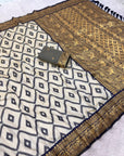 Navy Blue Soft Ikkat Leheriya Pochampally Silk Saree